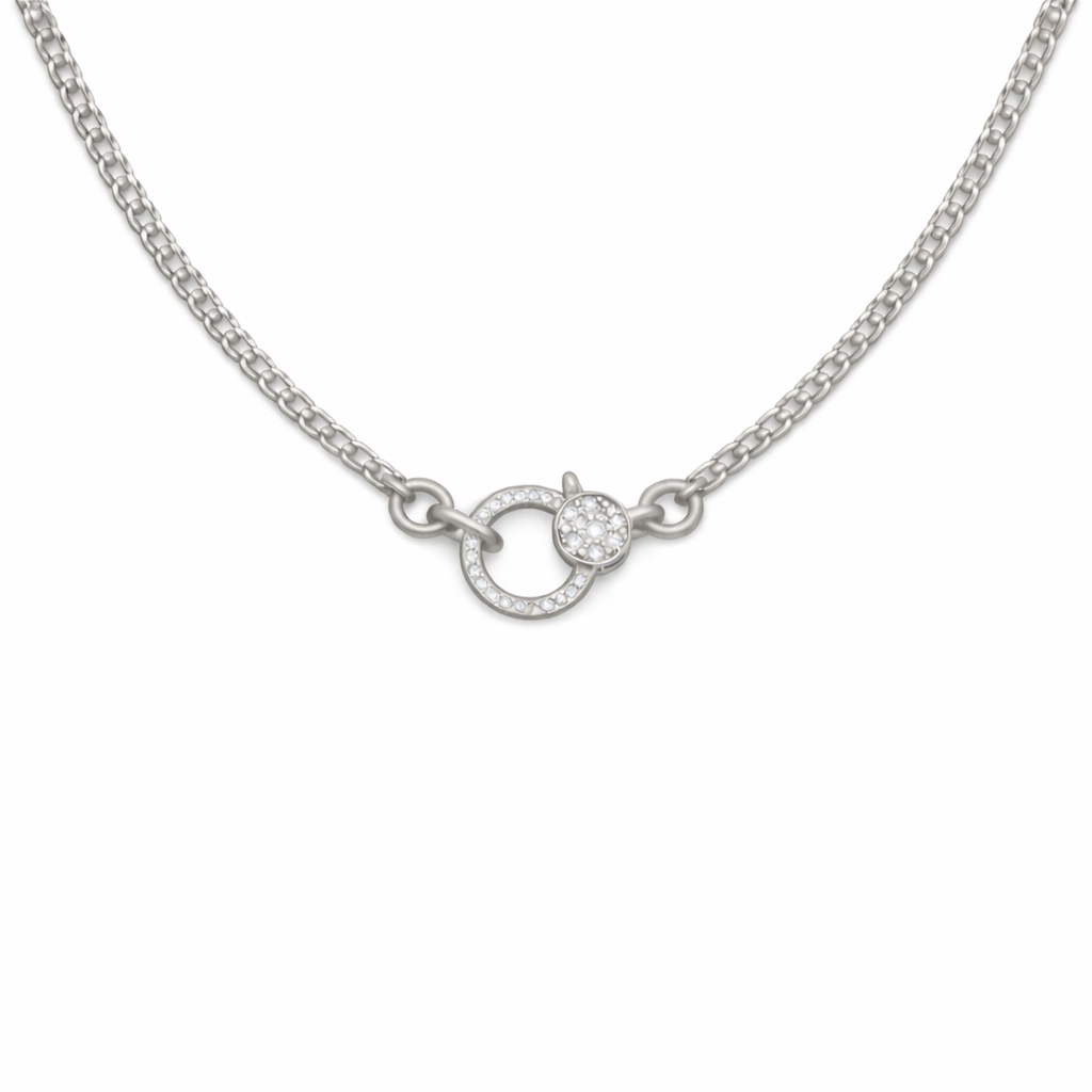Venetian silver necklace with elegant minimalist design, stylish luxury jewelry accessory for everyday wear
