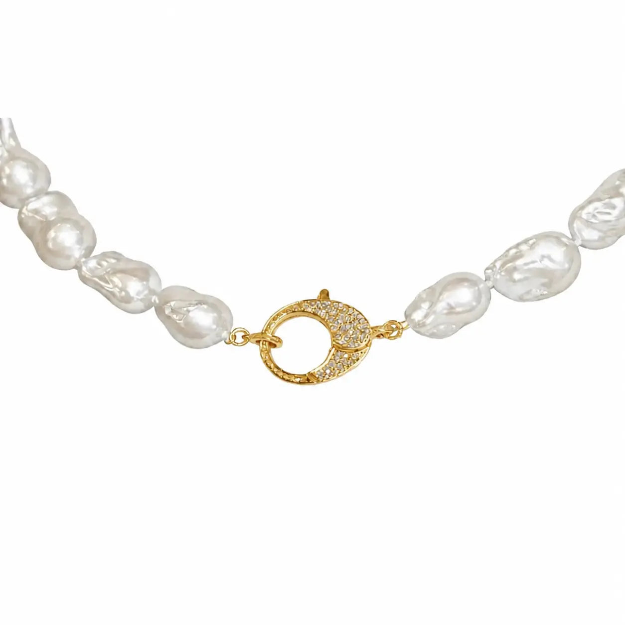 White Freshwater Baroque Pearl with Diamond Closure