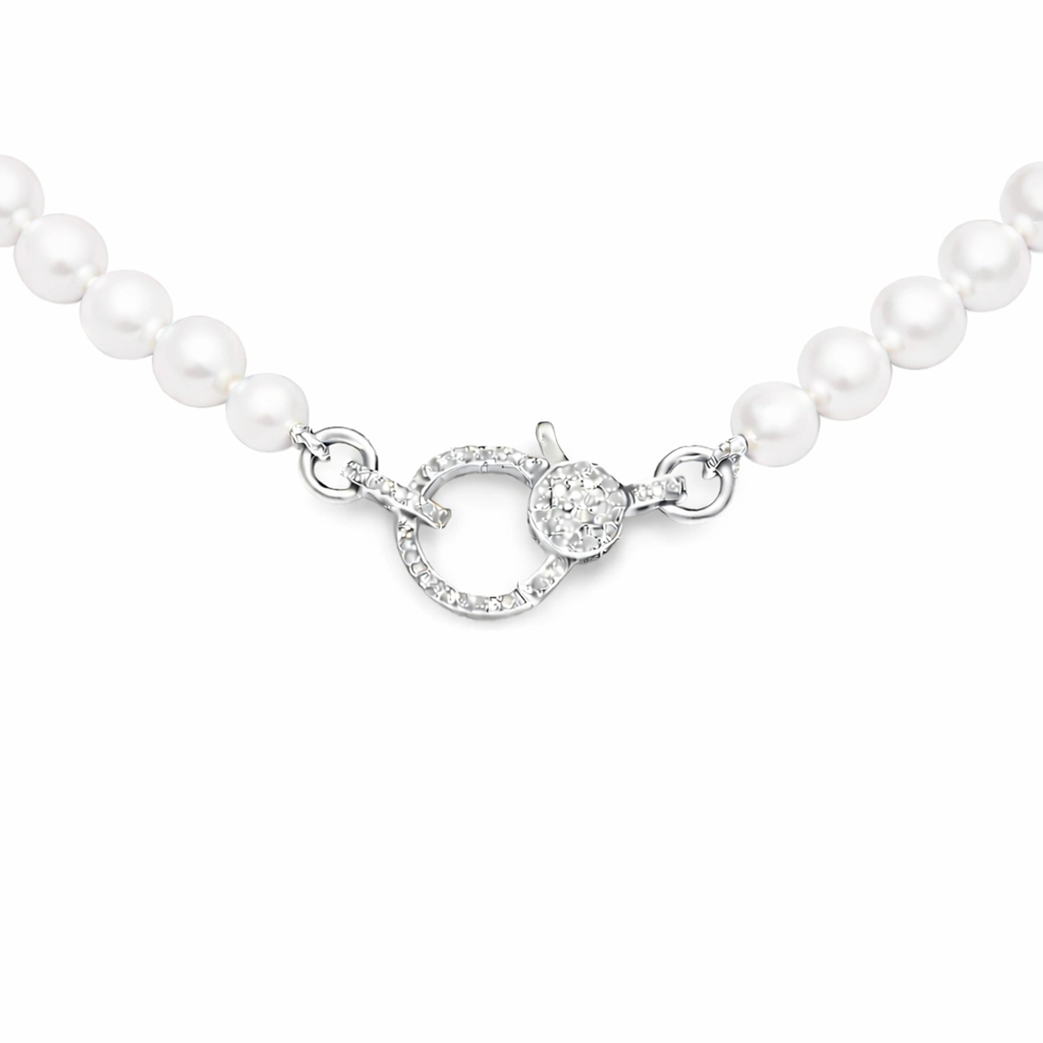 White Freshwater Pearl with Diamond Closure - Small