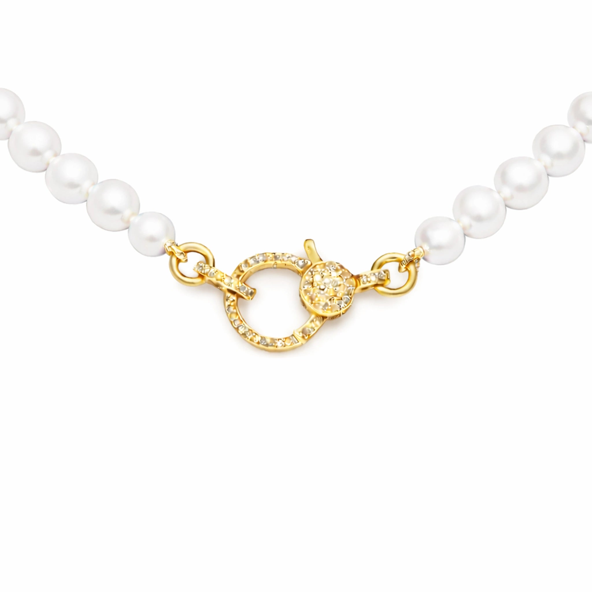 White Freshwater Pearl with Diamond Closure - Small