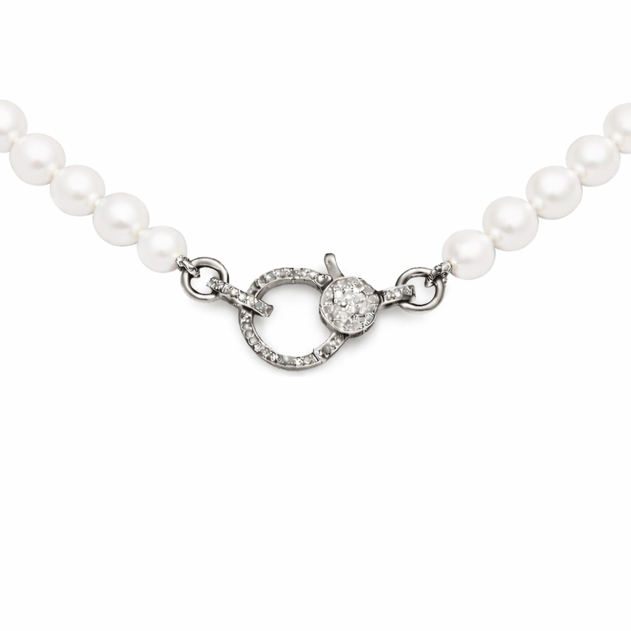 White Freshwater Pearl with Diamond Closure - Small