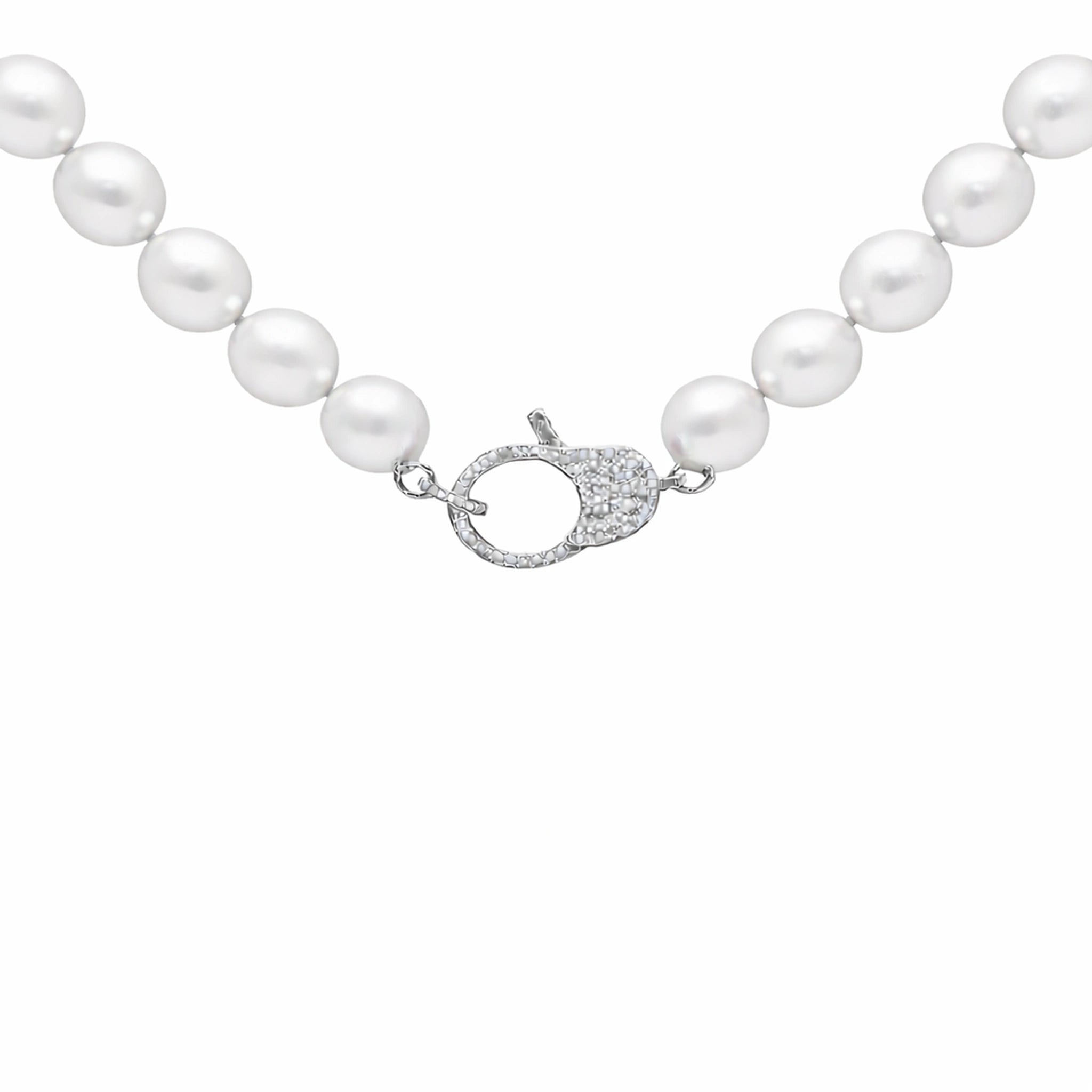 White Freshwater Pearl with Diamond Closure - Medium