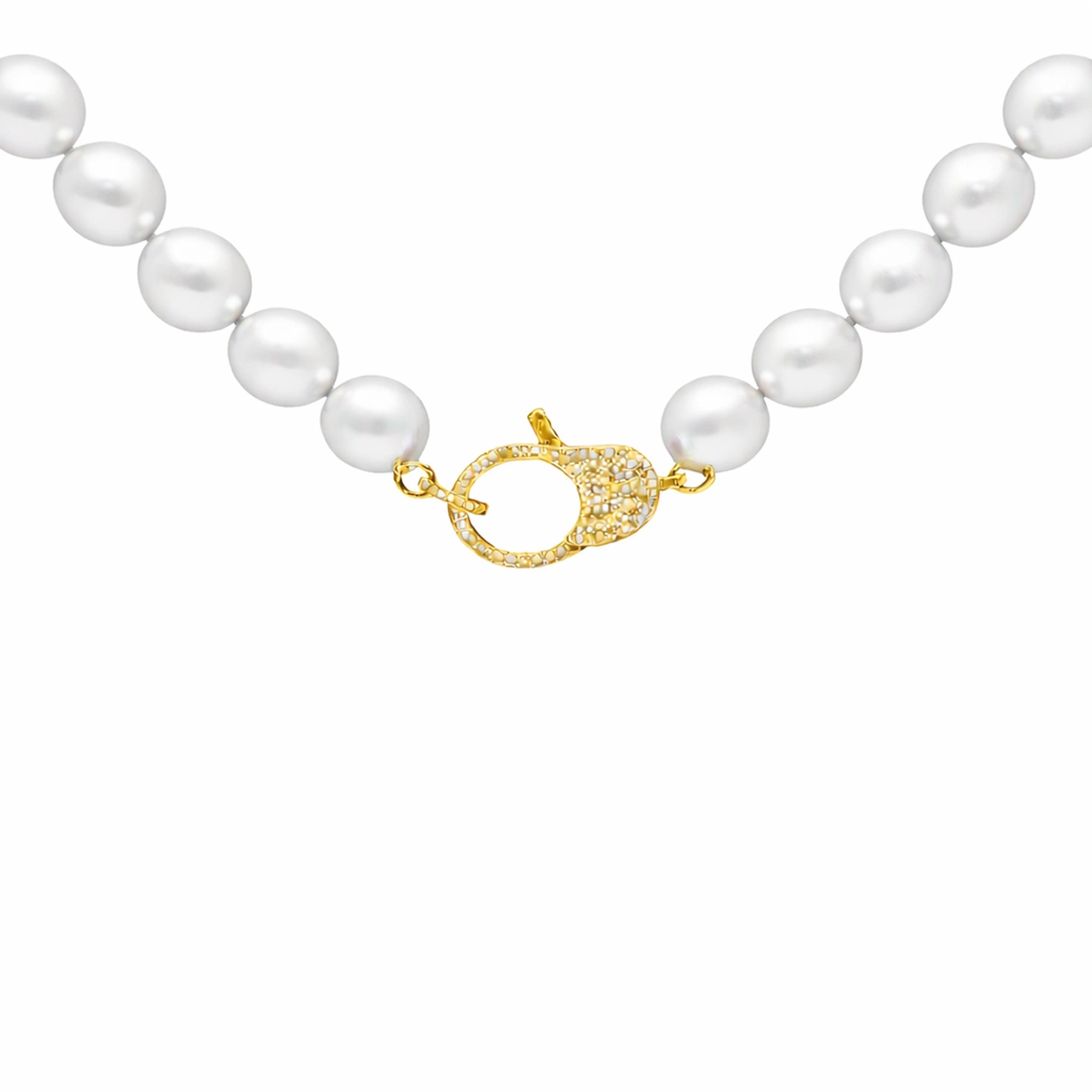 White Freshwater Pearl with Diamond Closure - Medium